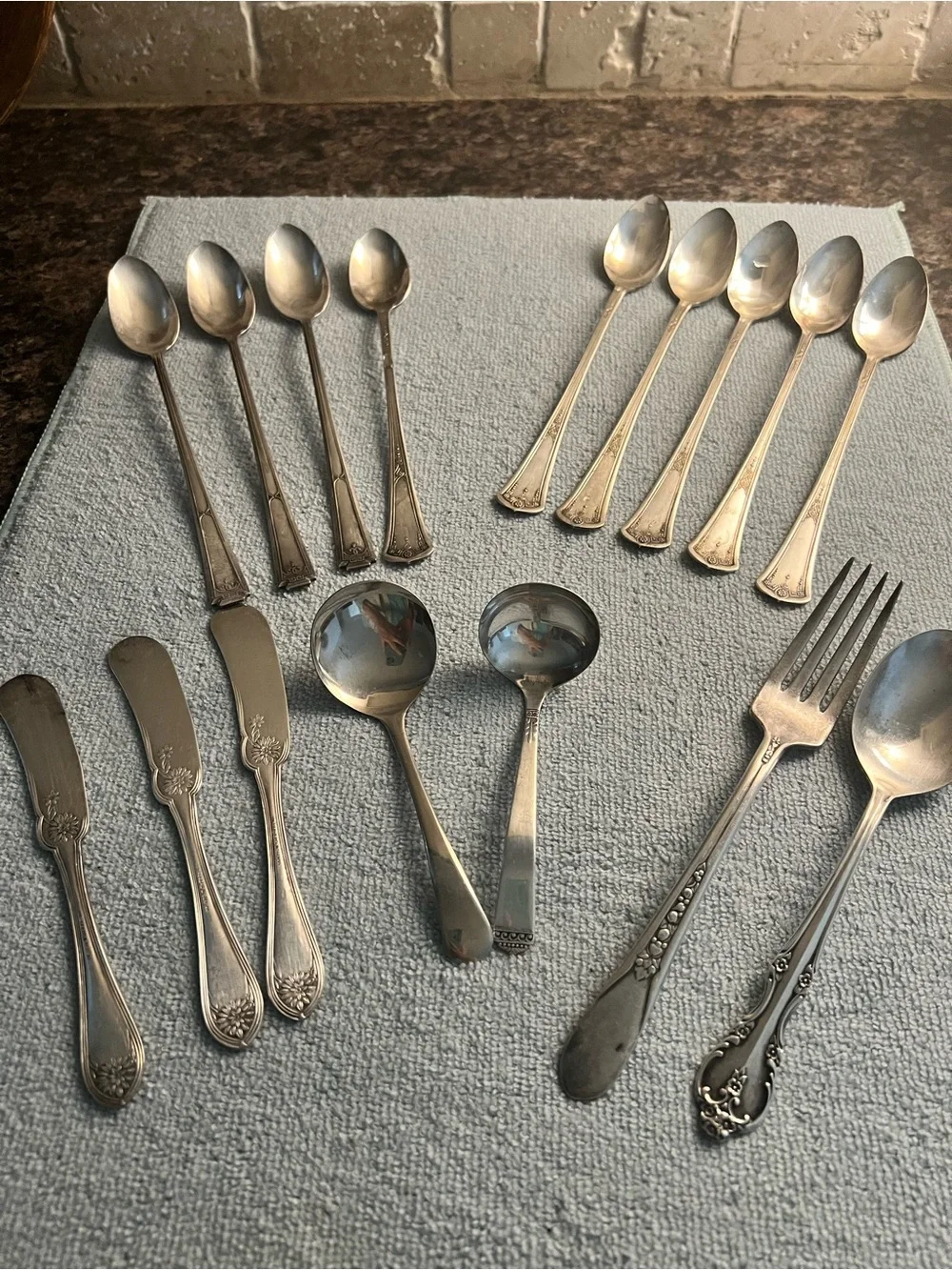 Silver Flatware Set - Assorted Spoons, Butter Knives & Serving Pieces